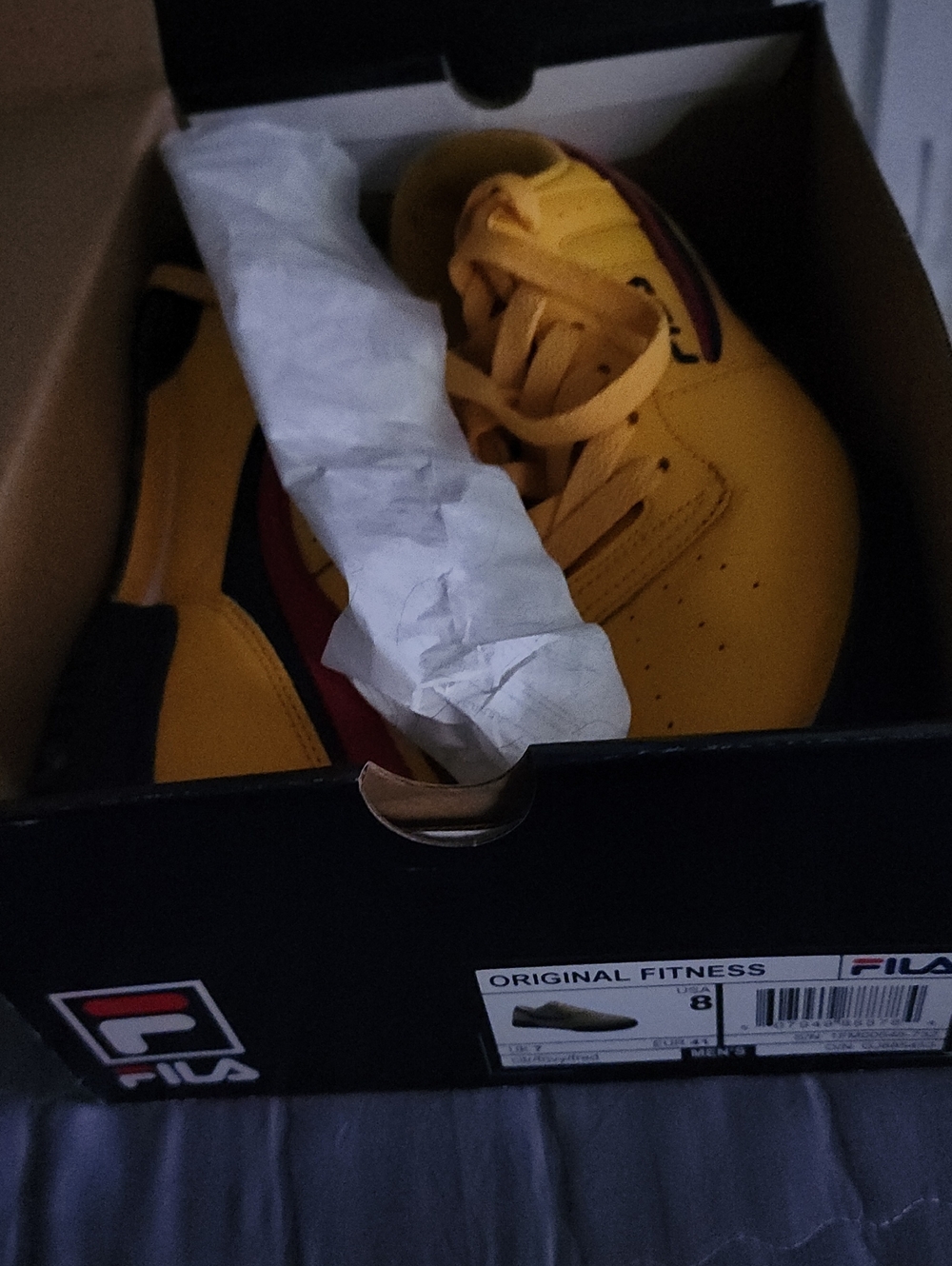 FILA Men's Yellow Leather Sneakers with Red & Black Accents